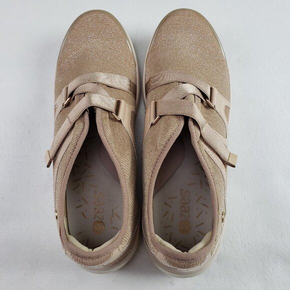 Bzees Offbeat Slip On Sneaker Womens 8.5 Beige Knit Mesh Comfort Casual Shoe - Picture 7 of 10